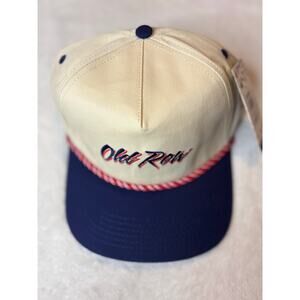 Old Row Cream/Navy Retro Snap Back OSFM Hat NWTs